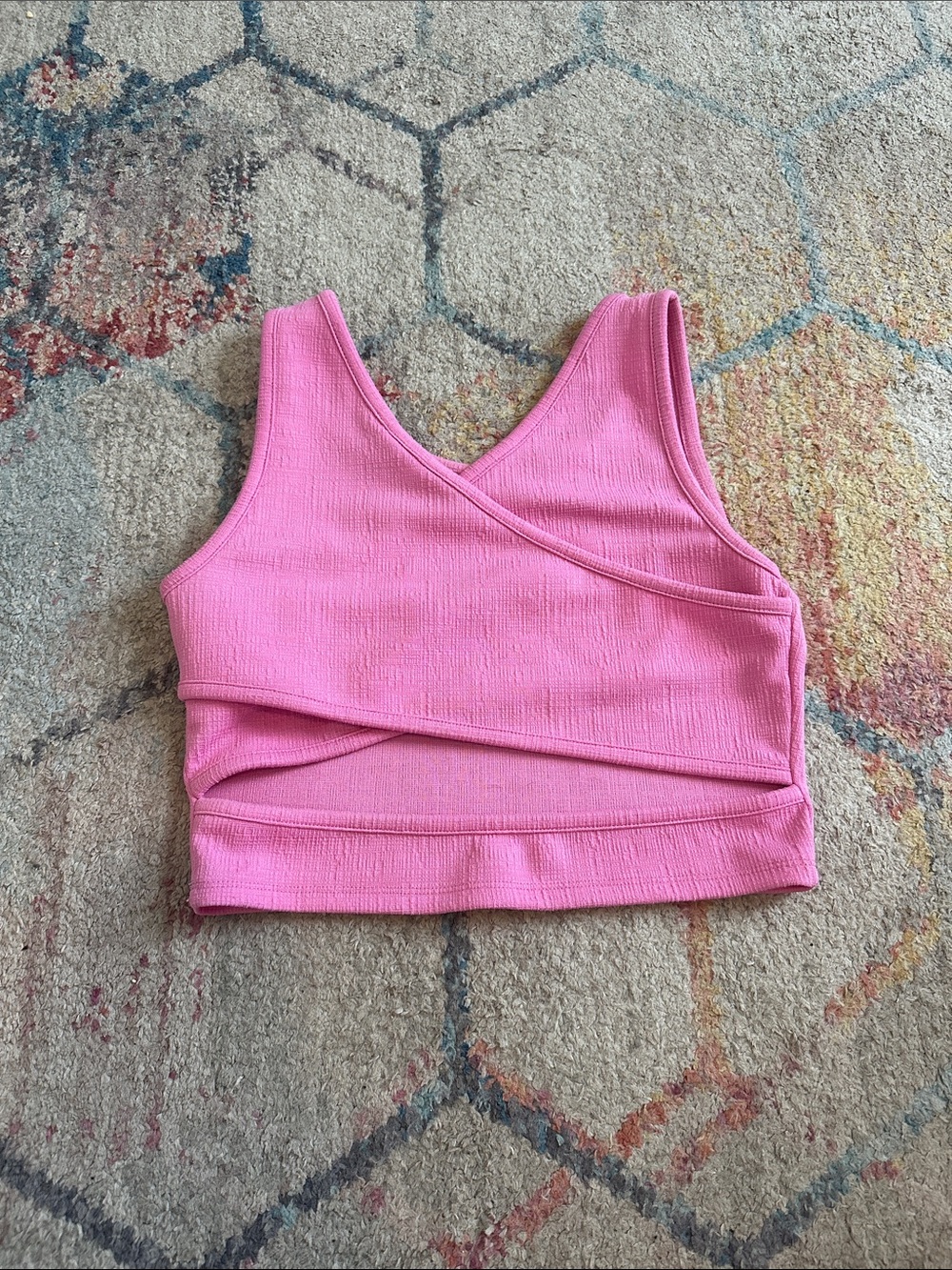 Roxy Pink Ribbed V-Back Crop Tank - Picture 2 of 2